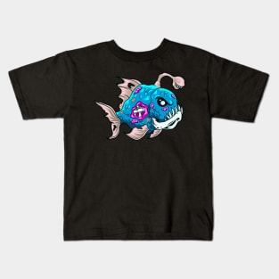 Cartoon Fish Zombie Piranha Sport Fisherman Kids T-Shirt